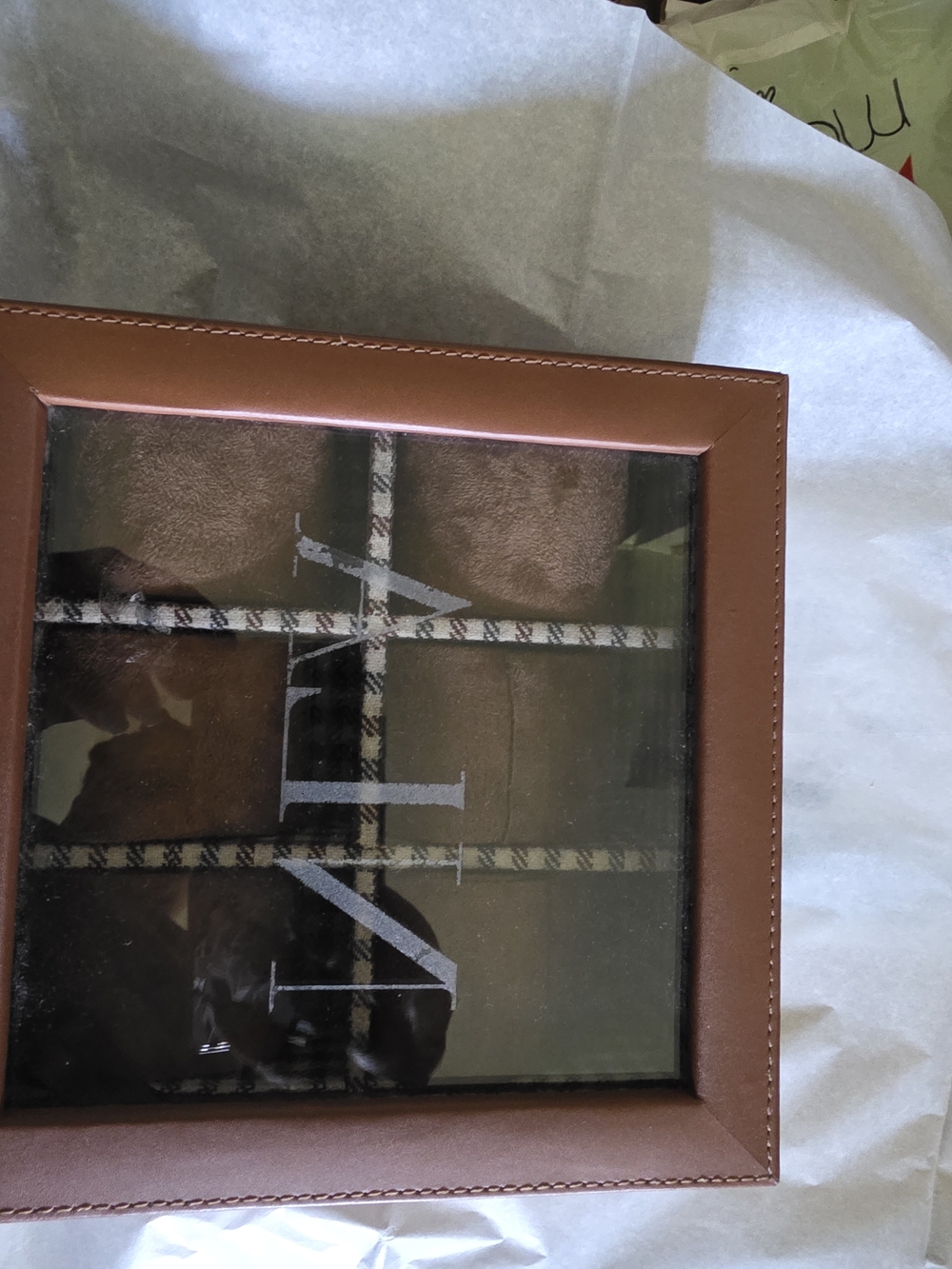 Mark & Graham Brown Leather-Trim Photo Frame